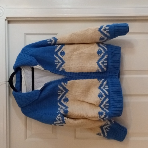 VTG Hand Knit cardigan Size L - Picture 2 of 7